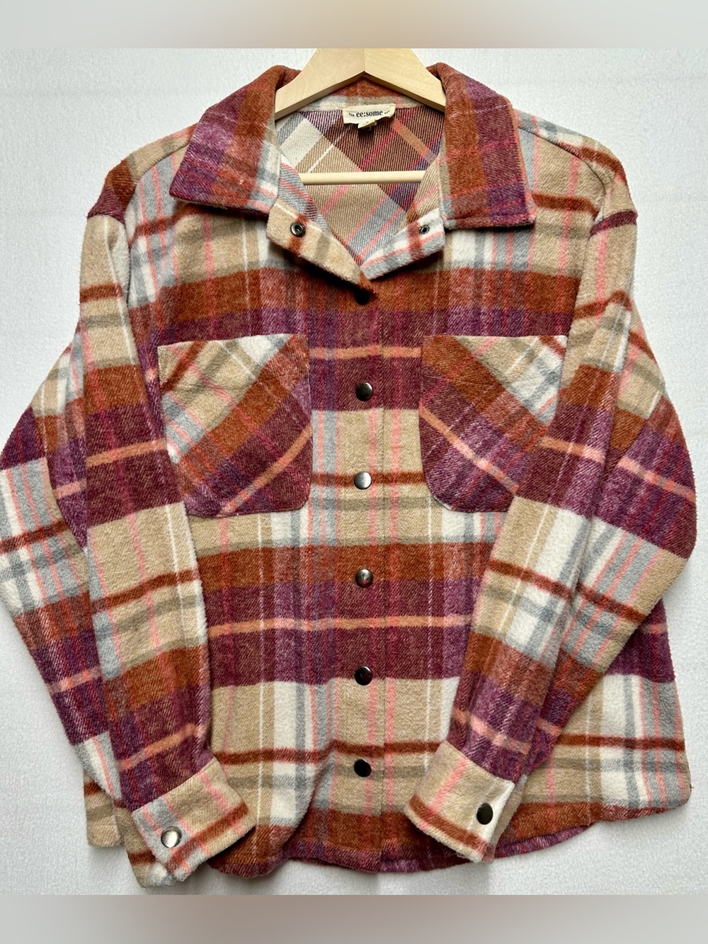 ee:some Women’s Small Heavyweight Snap Front Plaid Shacket | Fall Vibes